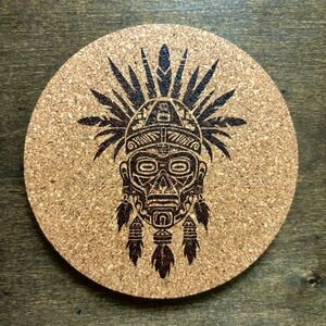 Aztec Clipart 17 Laser Engraved Cork Coaster